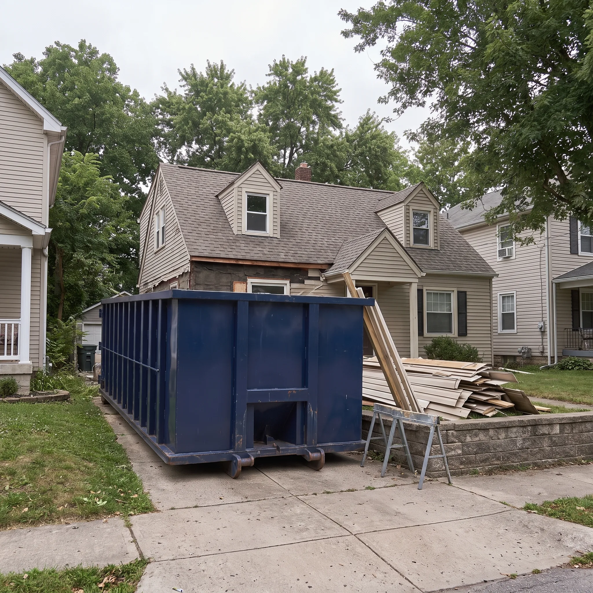 Dumpster on a Bristol County, MA job site
